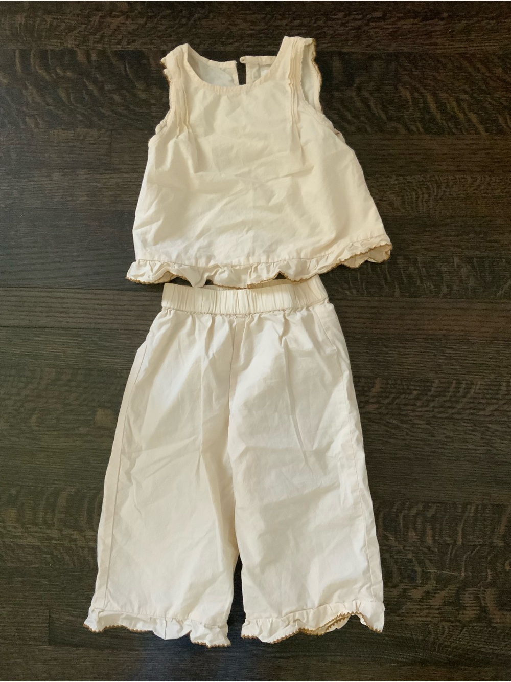 Zara Cream Ruffle Hem Kids Two-Piece Bottoms Set